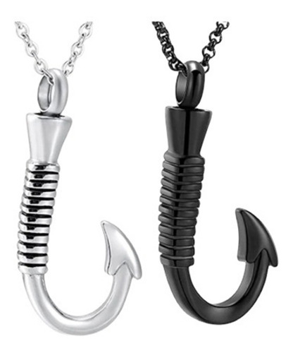 (bk)hook Scent Bottle Necklace Ash Fish Hook Stainless Steel