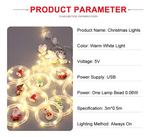 A Luces Decoración De Navidad Led Luces Santa Claus Usb 3m