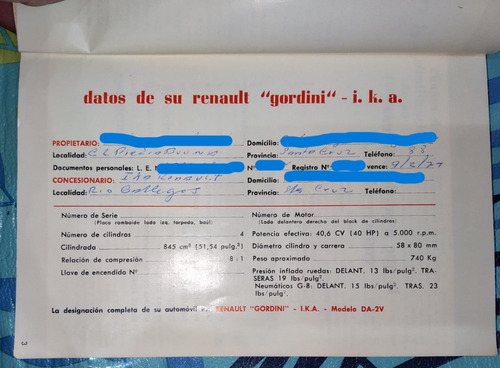 Renault Gordini - Manual Del Usuario. Excelente Estado (Usado)