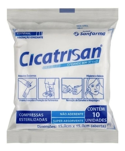 Curativo Cicatrisan Gaze Não Aderente Estéril 15x15cm -100un