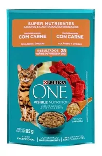 Sache Para Gatos Purina Nestle One Carne Gatos Adultos 10un