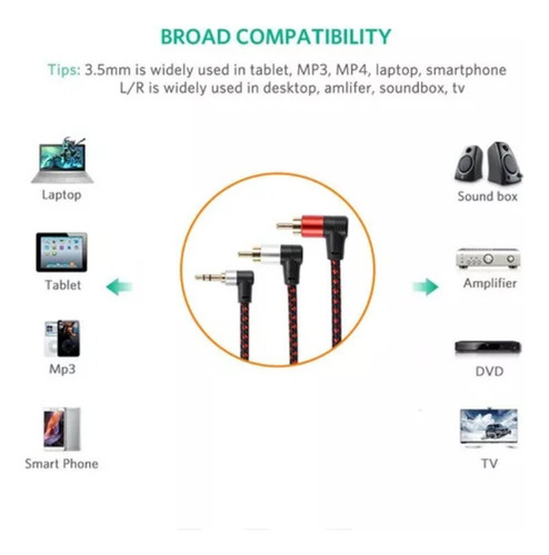 - Audio Rca De 3.5 A Para Teleférico Rca En Ángulo 3 Metros