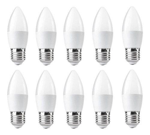 Pack X10 Foco Led 5w Vela Luz Blanca Fria Base E27 Unilux