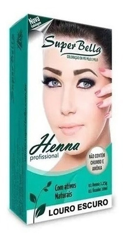 Kit Henna para sobrancelhas super bella Super Bella  henna para sobrancelha Henna Super Bella tom louro escuro x 1.25g