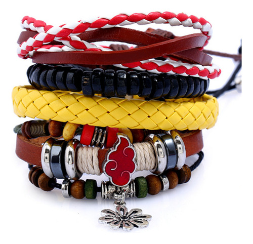 Pulsera De Cuero Trenzado Multicapa For Mujer