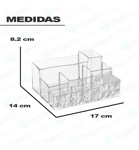Imagen 3 de 8 de Porta Cosmeticos Acrilico 10 Divisiones Maquillaje Pinceles