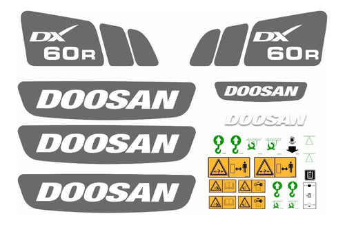 Kit Adesivos Compatível Doosan Dx60r Dx 60r + Etiquetas R914 Cor Grafite
