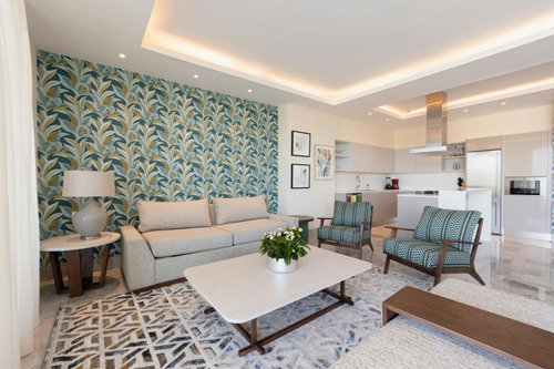 Apartamento Amueblado En Alquiler En Cap Cana, Punta Cana 2 Habitaciones + Servicio, Terraza Frente Al Lago