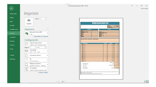 Excel Para Crear Presupuestos