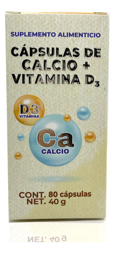 Calcio Vitamina D3 80 Cápsulas Herbolaria Saludable