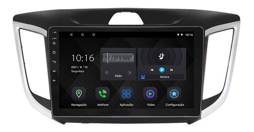 Imagem 1 de 1 de Multimidia Android 10 Navpro Caska 2gb Hyundai Creta Carplay