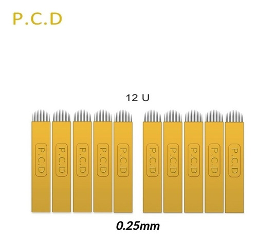 Pack 10 Agujas 12u, 12 Pin Pcd Para Microblading Filos