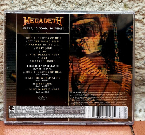 Imagen 2 de 2 de Megadeth (so Far Ed Remaster) Metallica, Pantera, Slayer.