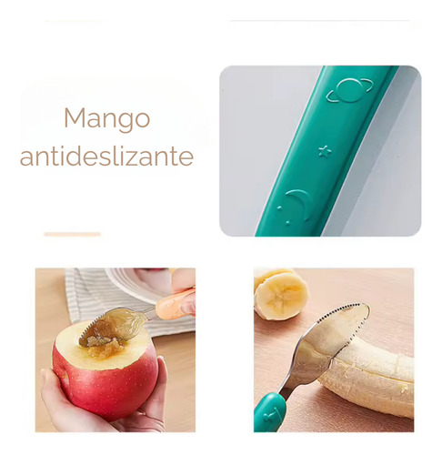 Cuchara Bebé Silicona Para Alimentos De Doble Cabeza Chufi Verde