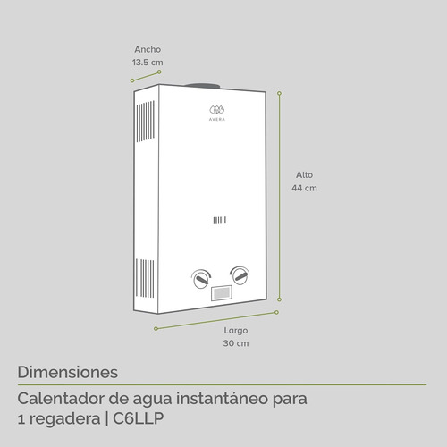 Calentador De Agua Instantaneo Para 2 Regaderas Gas Lp, 6l