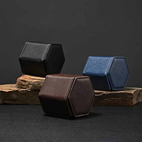 Oirlv Estuche De Viaje Para Reloj De Cuero Hexagonal De Lujo