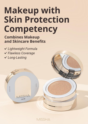 Base De Maquillaje Missha Glow No.23, Color Beige Natural