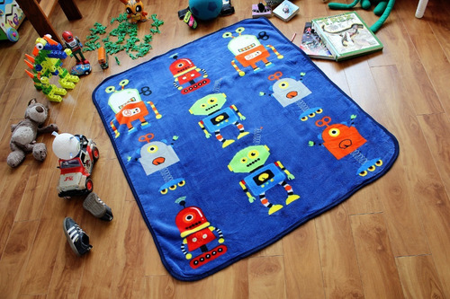 Imagen 2 de 3 de Cobertor Ligero Infantil 1.00x1.30 Suave Cálido Robots