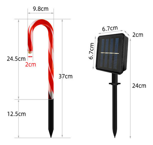 4pzs Navidad 1 Tow 5 Candy Cane Solar Lights