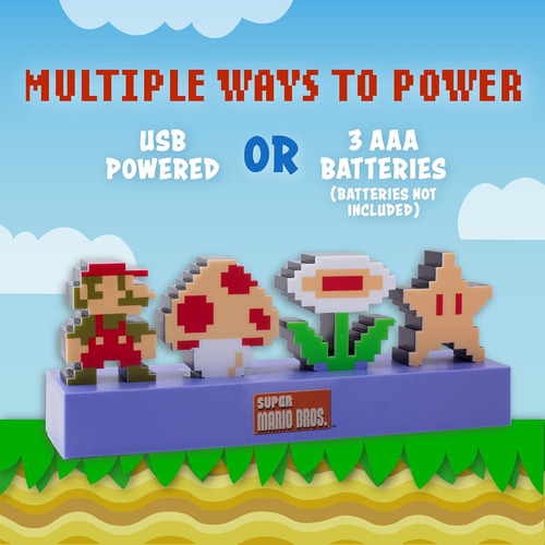 Paladone Super Mario Bross Icons Light Lampara Simbolos Azul Acero