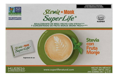 Endulzante Super Life Stevia 200 Sobres 1 G C U