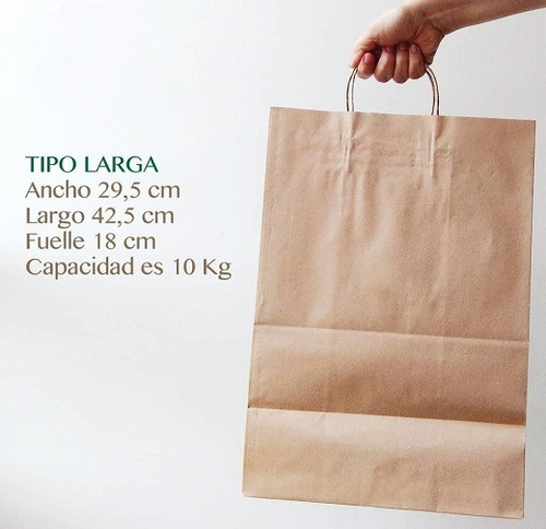 Bolsa De Papel Kraft Base Cuadrada Con Asa Tipo Delivery