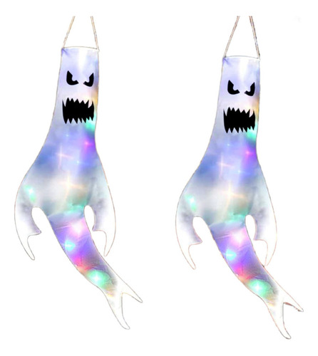 2pcs Halloween Colgante Decoración Fantasma Cortavientos Luz