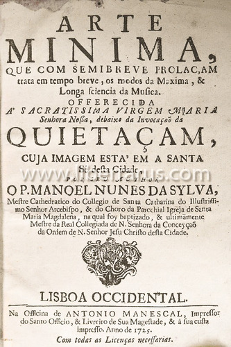 Livro Antigo Raro - Arte Minima Que Com Semibreve 1725