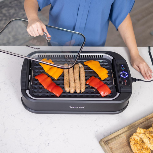 Parrilla Eléctrica Sin Humo 1500 W Con Tapa De Vidrio