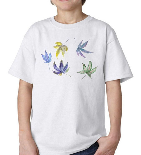 Remera De Niño Hoja Cannabis Watercolor