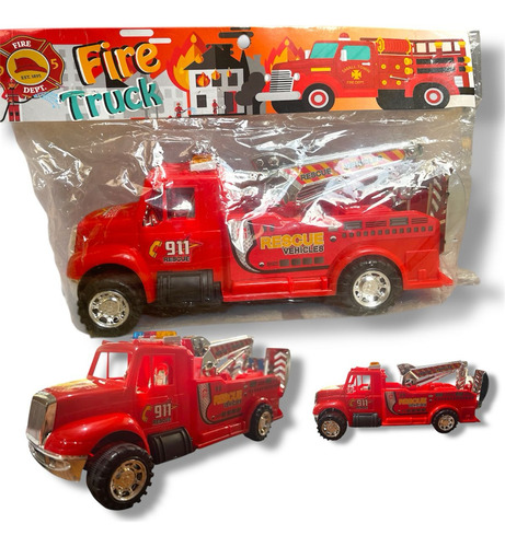 Camion Juguete Grua Bombero Nene Infantil 23x8.5x10cm Camion Bombero Rojo