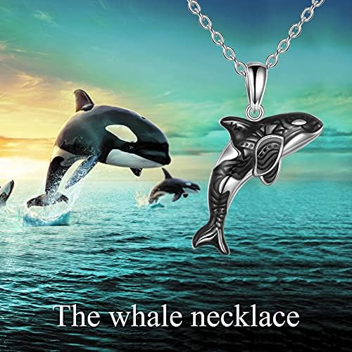 Poplyke Collar De Plata De Ley Con Diseño De Ballena Asesina