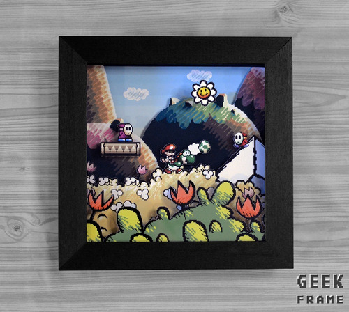 Yoshi Island - Super Mario - Cuadro Diorama 3d -geek Frame-