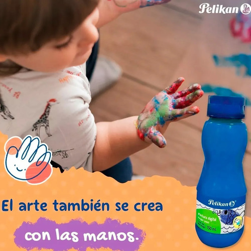 Pintura Digital Preescolar Dedos Pelikan 150ml Elegir Color Amarillo