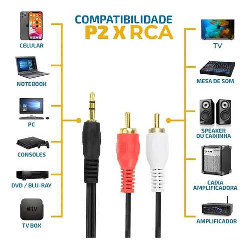 Cabo Auxiliar P2 X 2rca 5m Le-1008-5m It-blue