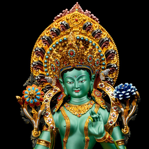 Estatua De Buda Verde De Cobre Hecha A Mano Mmg