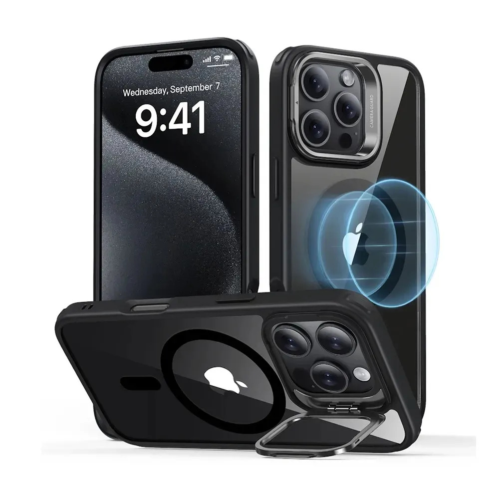 Capa iPhone 16 Pro Esr Com Suporte Stash Preto Clear