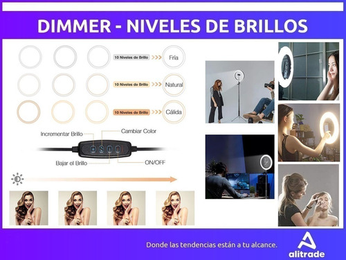 Imagen 5 de 10 de Aro De Luz Led Grande 26 Cm Celular Fotos Con Tripode 2.10mt