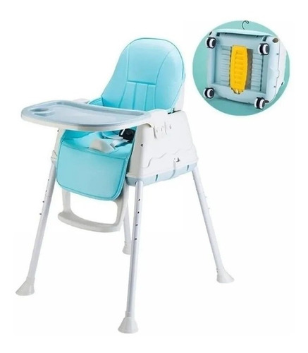 Silla De Comer 3 En 1 Con Asiento Acolchado Verde Agua