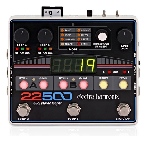 Pedal Electro Harmonix 22500 Dual Stereo Looper- Color Negro/blanco