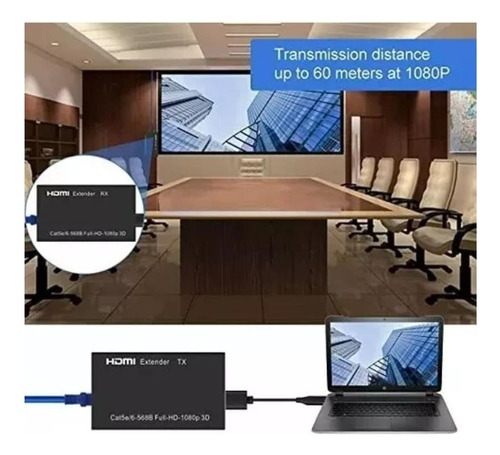 Extensor 60mts Hdmi Cable Red Utp Rj45 Video Audio Digital