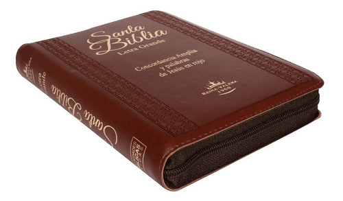 Imagen 4 de 10 de Biblia Rvr1960 Letra Grande Imit Piel Café Con Cierre/índice