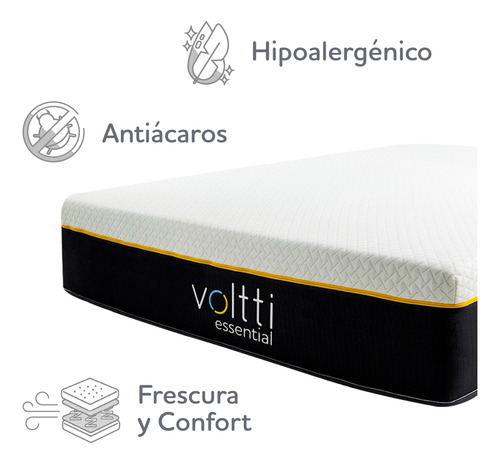 Voltti Colchón Queen Híbrido + Protector Impermeable | 26 Cm Blanco