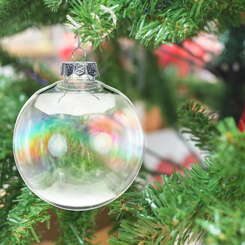 12 Esferas Iridiscentes De Navidad Para Colgar De Plastico