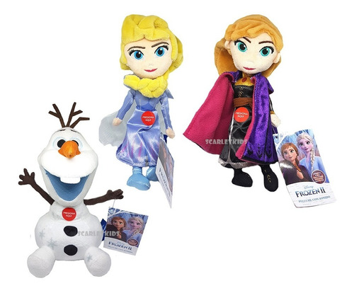Frozen 3 Peluches Con Sonido Combo Original Disney 20 Cm
