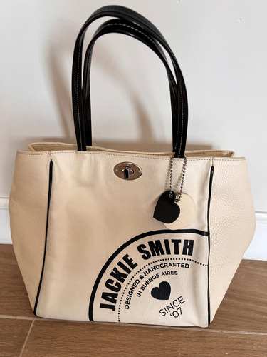 Cartera Tote Jackie Smith Lolita Blanco Y Negro Lisa Níquel Negro