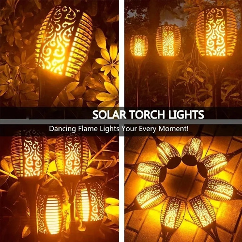 4pc Lámpara Solar Led Antorcha Camino Jardín Luz Solar