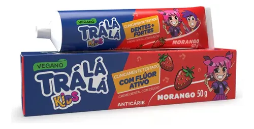 Creme Dental com Flúor Morango Trá Lá Lá Kids Caixa 50g