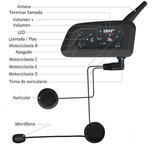 Intercomunicador Moto Ejeas V6 Pro Bluetooth - Gkmotos.uy