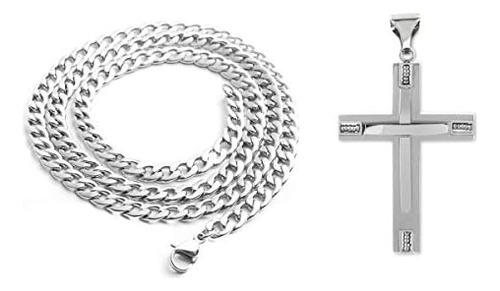 Savlano Colgante De Cruz De Acero Inoxidable Collar De Caden